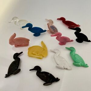 Vintage Cracker Jack Prizes Toys Plastic Rabbits Ducks